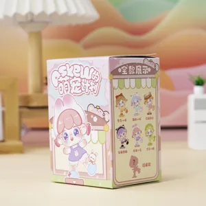 Detailed view of the Askew's Cute Pet blind box packaging showing character series
