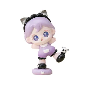 Detail view of Waiwai Cute Pet Project blind box figure in purple cat-ear outfit