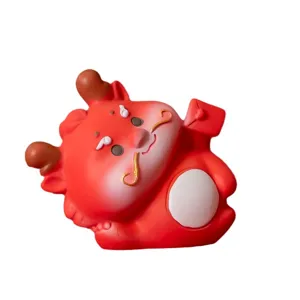 Cute red dragon resin figurine phone stand for Chinese New Year desktop decoration