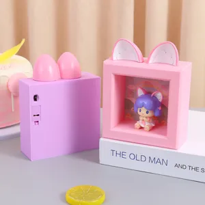 Lindas cajas de almacenamiento de resina rosa y morada para decoración de escritorio niñas