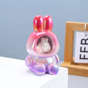 Macro view of a cute pearlescent purple rabbit night light for bedside decoration