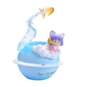 Cute astronaut girl resin pen holder and universe theme desk organizer ornament