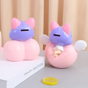 Hucha creativa de resina con forma de corazón y orejas de gato para decoración