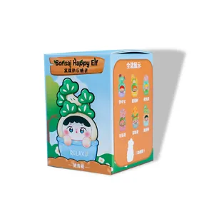Vista lateral de la caja ciega Bonsai Happy Elf con varios diseños de personajes