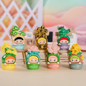 Juego de siete lindas figuritas de elfos en maceta de resina para decorar escritorios