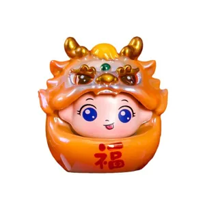 Cute resin dragon figurine mascot for desktop decoration and Chinese New Year gift