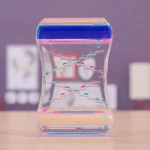Sablier Créatif à Mouvement Liquide Bicolore Bubbler Toboggan Goutte d'Huile Jouet Anti-Stress Décoration de Bureau en Acrylique