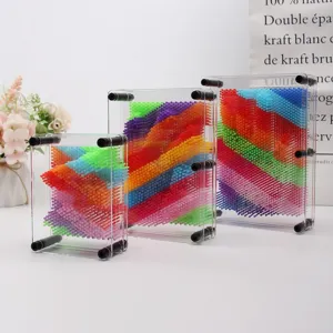 Tre dimensioni di giocattolo 3D Pin Art arcobaleno colorato in cornici acriliche