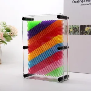 Giocattolo 3D pin art arcobaleno con cornice in acrilico quadrata per decorazione scrivania