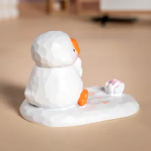 Support de téléphone figurine de canard en résine à facettes avec base de lotus