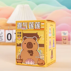 Emballage de support de téléphone Capybara en résine mignon avec thème bouddhiste de lotus
