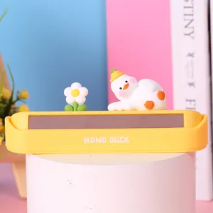 Close-up view of a creative cartoon Momo Duck temporary car parking phone number plate