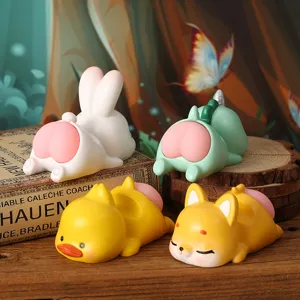 Cute resin animal phone stands featuring rabbit, duck, and corgi characters for desk