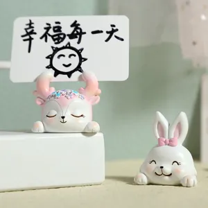 Cartoon Resin Animal Note Holder Unicorn Rabbit Reindeer Photo Clip Desktop Decoration Seating Card Holder Gift Desktop Ornament