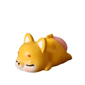 Cute yellow Shiba Inu resin mobile phone stand and desktop ornament for office desk