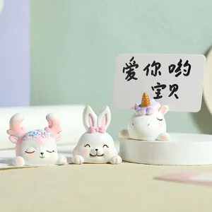 Cute cartoon resin animal memo card holders featuring unicorn rabbit and deer designs