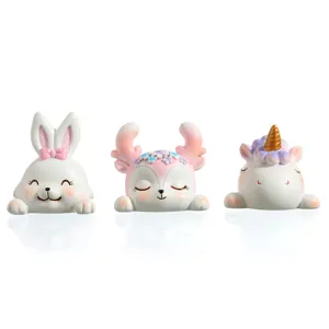 Cute resin animal memo clips featuring unicorn, rabbit, and deer for desk decoration.