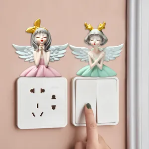 Creative Angel Girl Resin Switch Sticker Fridge Magnet 3D Relief Wall Decor Frame-Less Light Switch Plate Cover Home Ornament