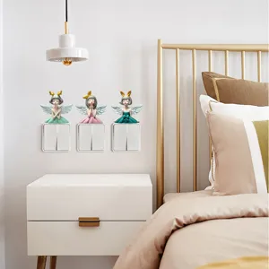 Set of 3 decorative resin angel girl stickers for creative light switch wall decor