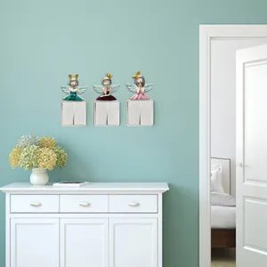 Set of 3 creative resin angel girl light switch stickers for home wall socket decoration