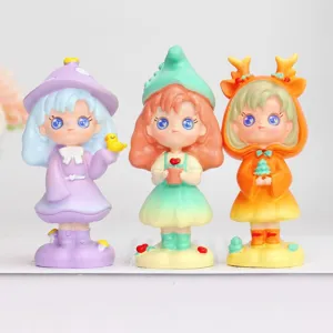 Set of three cute Light Chasing Girl blind box figurines in various colorful themes.