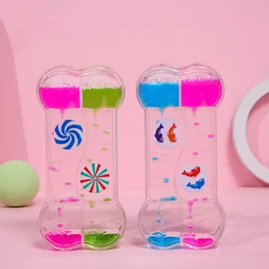 Vue détaillée de minuteries à bulles de mouvement liquide avec gouttes d'huile colorées