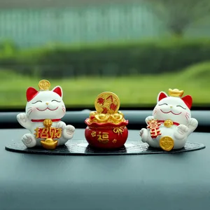 Cute Chinese fortune cat car dashboard ornaments for interior decoration