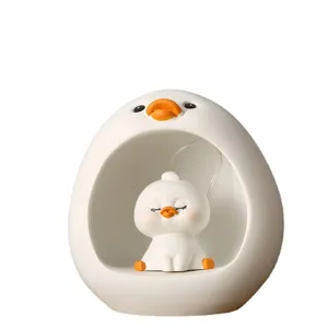 Creative cute cartoon duck resin craft ornament with star light for gift decoration