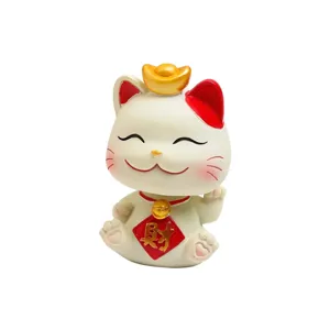 Cute Maneki-neko lucky cat figurine for car dashboard and home desktop decoration