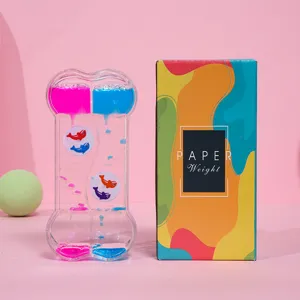 Juguete creativo de movimiento líquido con forma de corazón y caja de regalo colorida