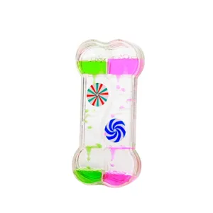 Reloj de arena líquido decorativo con gotas de aceite rosa y verde para escritorio
