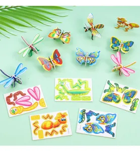 Kreatives 3D-DIY-Insektenpuzzle-Set mit bunten Schmetterlings- und Libellenmodellen