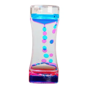 Temporizador de movimiento líquido de acrílico curvo con gotas azules y rosas