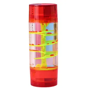 Timer a movimento liquido cilindrico creativo con spirale gialla e gocce d'olio rosse