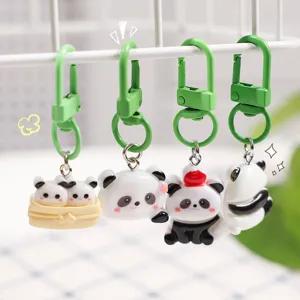 Cute Cartoon Panda Keychain Resin School Bag Pendant Cute Couple Bag Accessories Gift For Students Key Ring