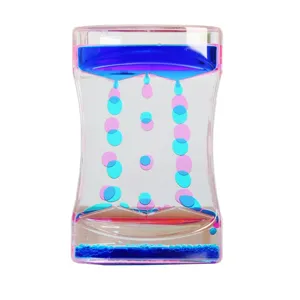 Liquid motion bubbler hourglass with pink and blue double color drops for desk decor