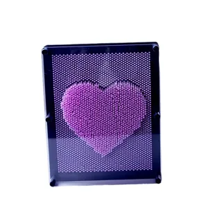 Jouet d'art 3D pin art avec épingles violettes en forme de cœur, cadeau créatif bureau
