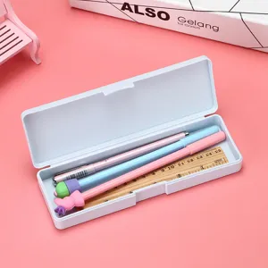 Portable Plastic Pencil Case For Students Minimalist Cute Stationery Storage Box School Office Supplies