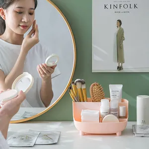Multifunctionele bureau opbergdoos roze multi-grid organizer voor kantoor en cosmetica.