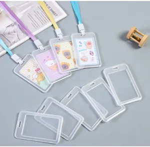 Portabadge trasparente con cordino simpatica custodia per tessera scolastica e studenti