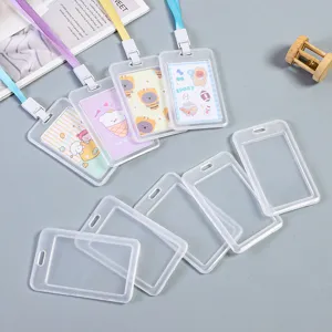 Porta Badge ID Trasparente in Plastica dei Cartoni Animati Set di Cordini per Portachiavi per Bambini della Scuola Protezione per Tesserino dell'autobus
