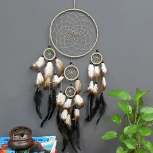Bohemian Feather Dream Catcher Hanging Ornament Handmade Woven Wall Decor Wind Chime For Bedroom Home Living Room Gift