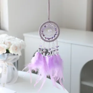 Acchiappasogni Minimalista in Plastica Con Piume Scacciapensieri Pendente Auto Ornamento Appeso Decorazione Interni Casa