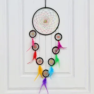 Handmade Colorful Feather Dream Catcher Metal Ring Wall Hanging Ornament Modern Minimalist Home Decor Gift For Friends