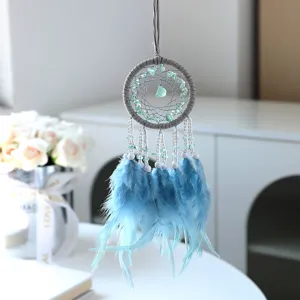 Acchiappasogni in pietra di cristallo piuma auto ciondolo boho decorazione specchietto retrovisore