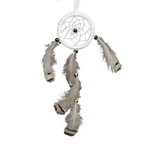 acchiappasogni bianco fatto a mano con piume pendente decorazione da parete regalo letto