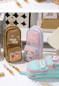 Meerdere schattige cartoon pennenzakken met grote capaciteit en meerdere lagen voor school