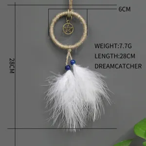 Handmade mini dream catcher car hanging ornament with feathers 28cm style decor item
