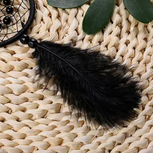 Atrapasuenos pluma negra decoracion de pared estilo indio para coche y regalo hogar