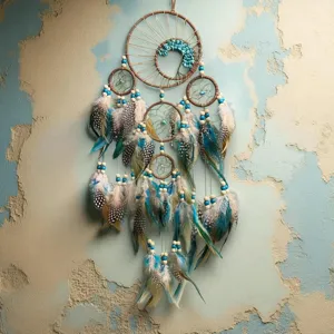 Bohemian Dream Catcher Life Of Tree Sun Handmade Feather Hanging Ornament Natural Stone Wall Decoration Home Decor Gift